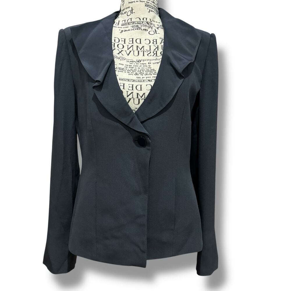 Armani Collezioni Italy Size 8 Ruffle Collar Blazer Jacket - Capsule Neutral